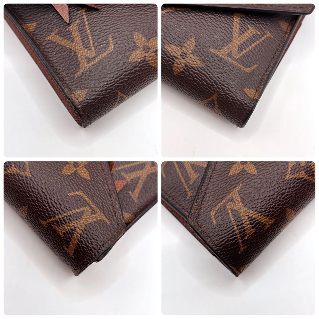 ルイヴィトン モノグラム ポルトフォイユ ヴィクトリーヌ 三つ折り 財布　茶