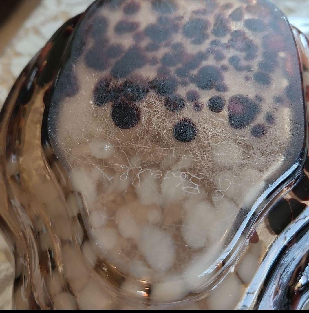 アールヌーボーガラス　吹雪紋金彩盛り薔薇エナメル画　最終値下げ