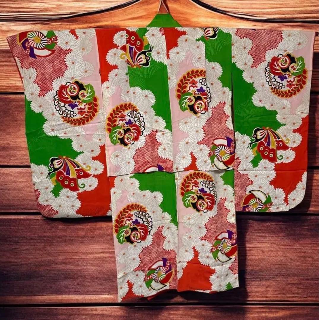 アンティーク　女の子　子供着物　七五三　アンティーク着物七歳女の子着物大正ロマン