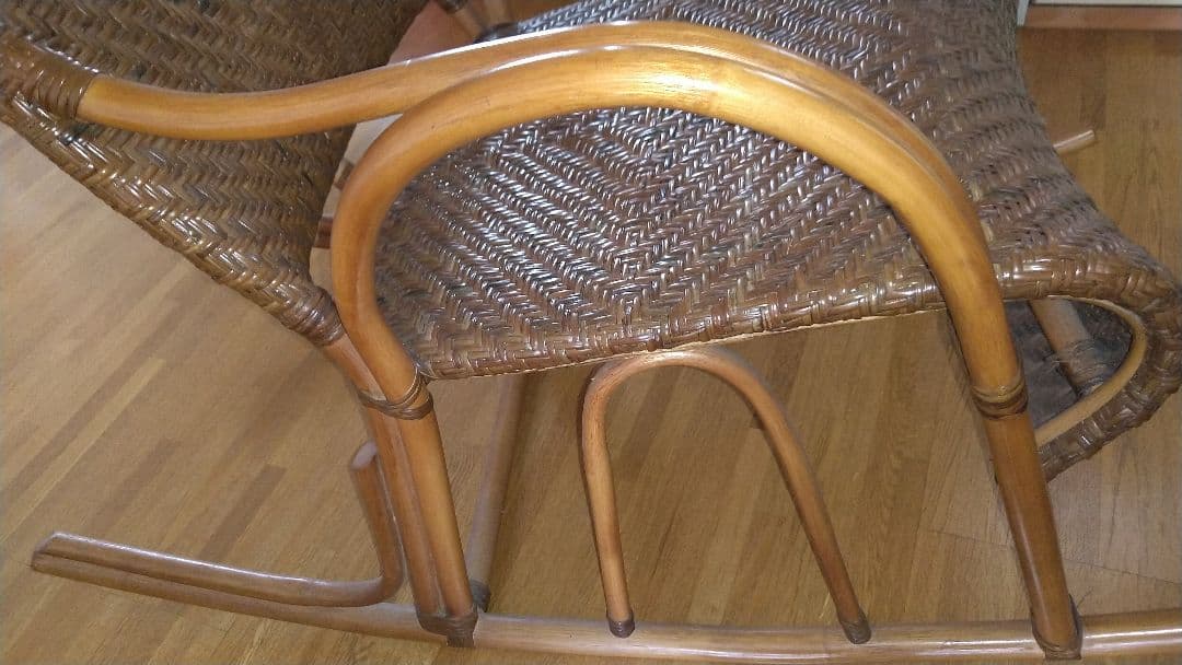 ラタン 網代編み ロッキングチェア