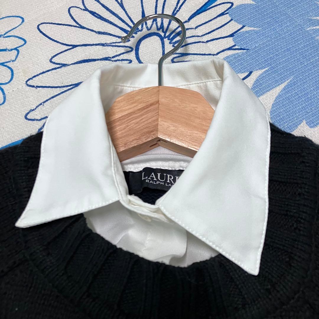 【希少】ラルフローレン　ロゴ　ワッペン　レイヤード　シャツ　ニット　セーター