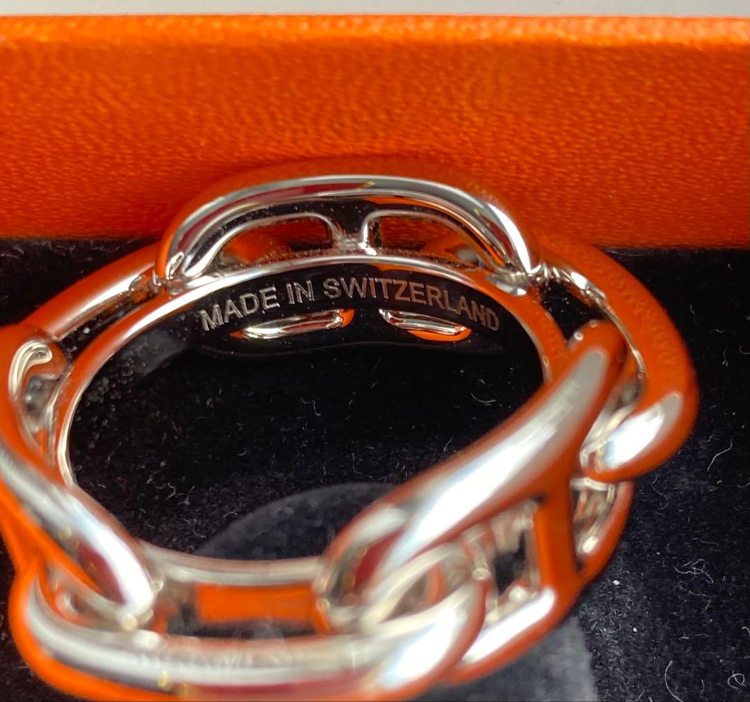 エルメス　シルバー　スカーフリング レガート　シェーヌダンクル