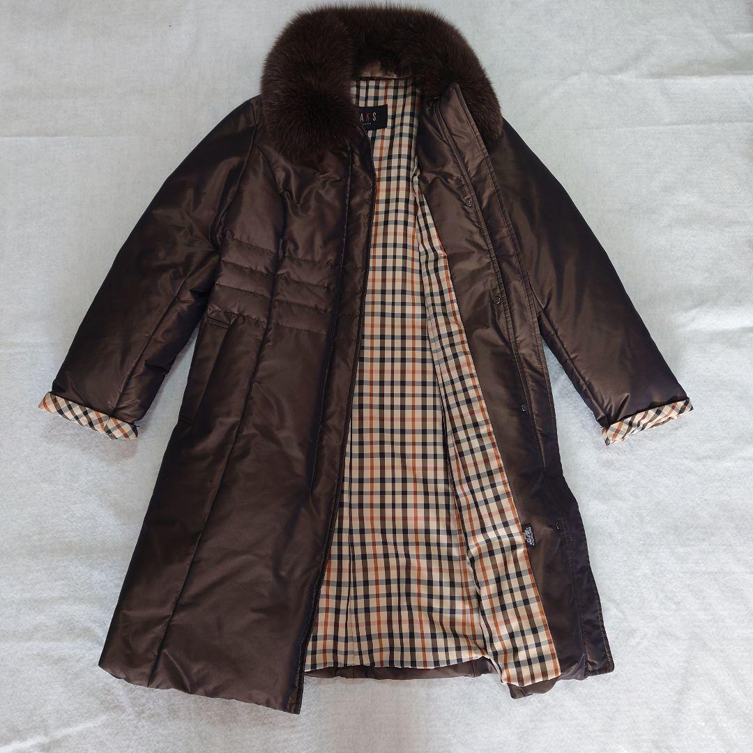 美品!!DAKS ダックス　フォックス ダウンコート ハウスチェック　Aライン