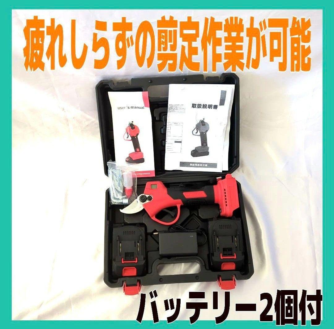 電動剪定バサミ コードレス 園芸のプロ監修 充電式剪定ばさみ バッテリー2個付