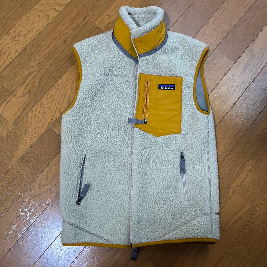 patagonia フリースベスト XS クリーム/イエロー