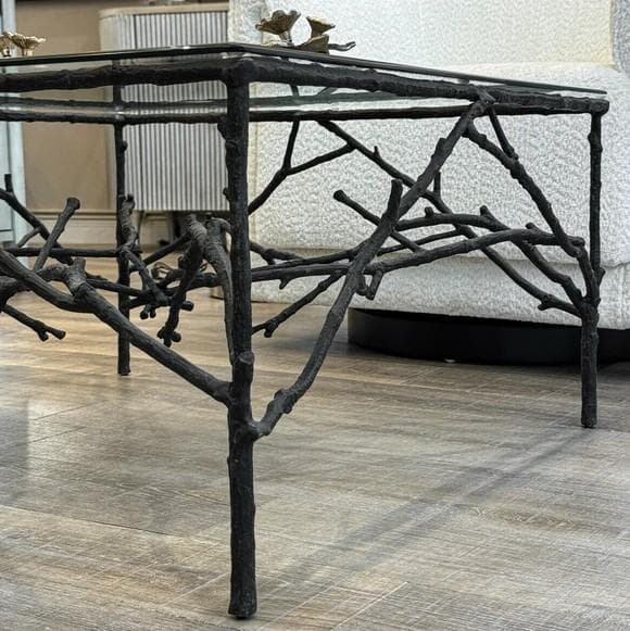 センターテーブル アイアン 小枝 ブランチ ガラス アンティーク AC-R003