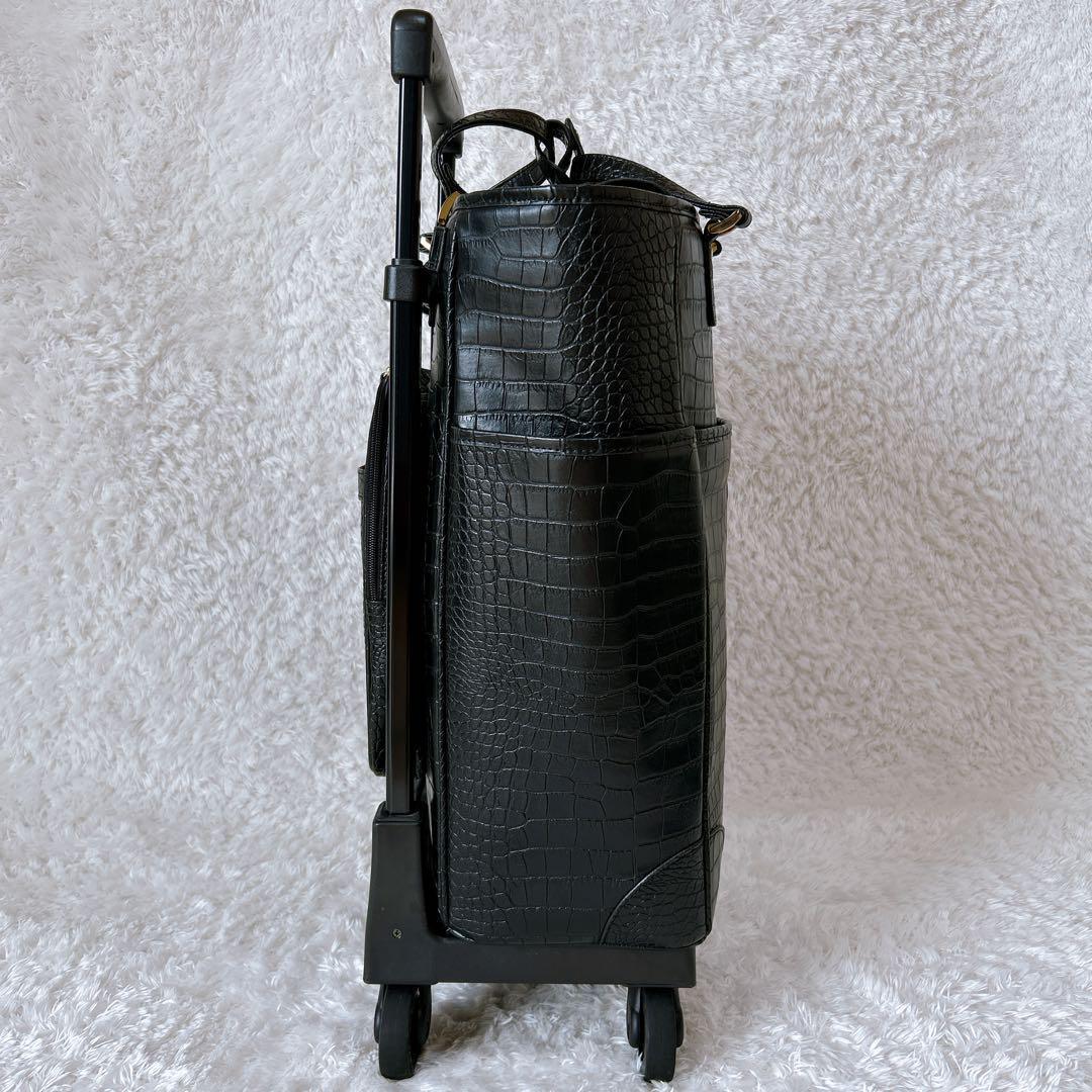 美品✨SWANY キャリーバッグ　クロコ型押し　レインカバー付き　4輪