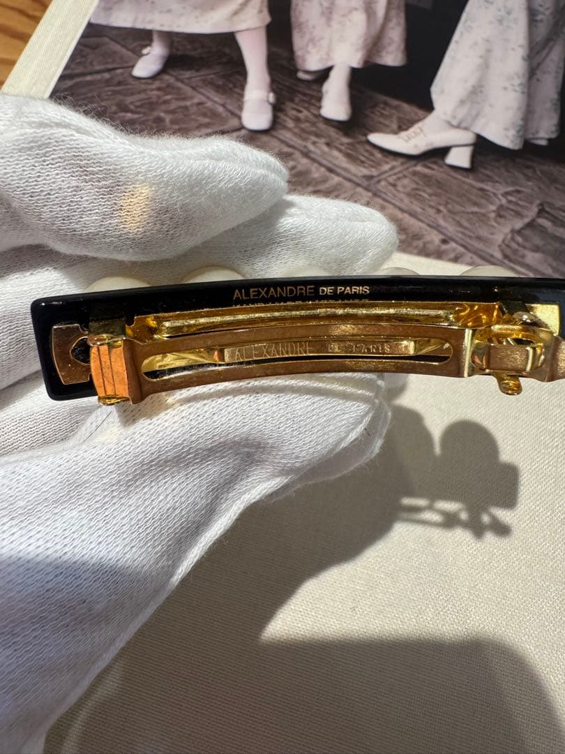 アレキサンドルドゥパリ　パール付きヘアピン 黒