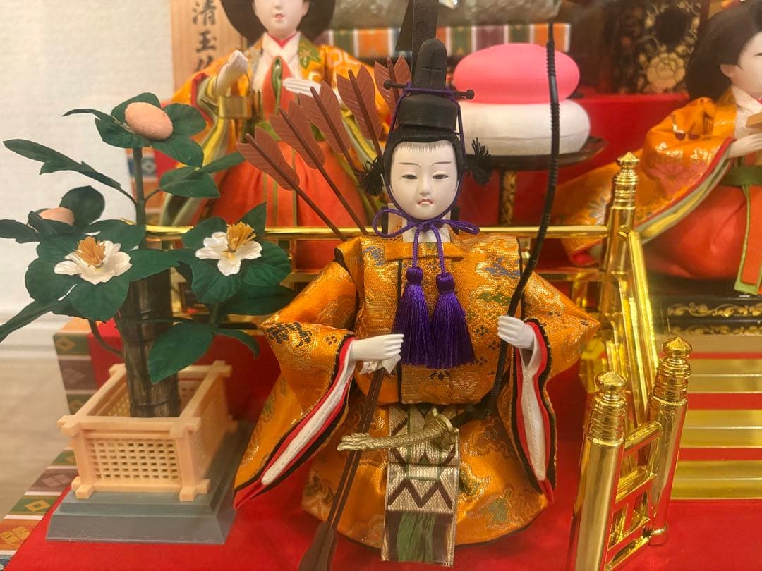 雛人形セット ガラスケース付き　オルゴール　狭山清玉作　ぼんぼり