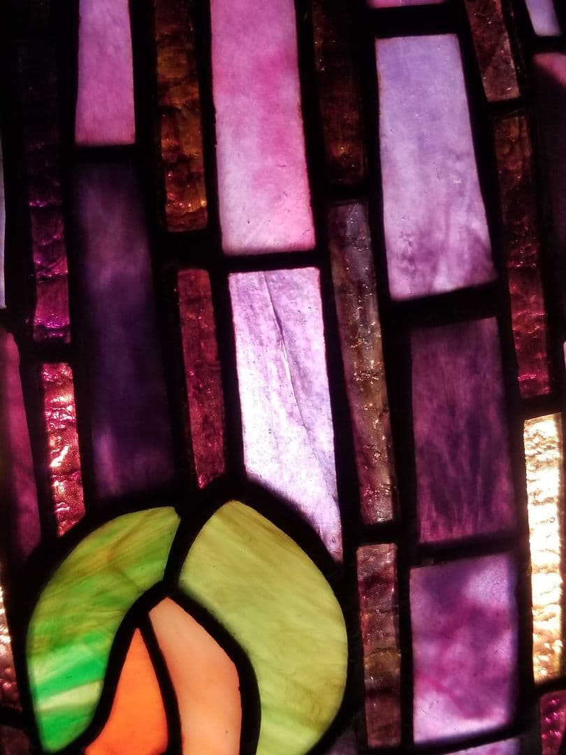 ステンドグラスランプ　花　フラワー　大型　モザイクガラス　2灯