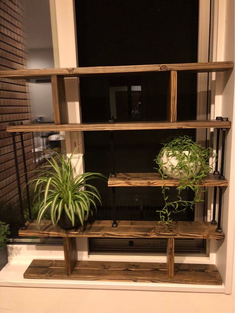 キッチンラック☆木目強調☆窓枠インテリア☆西海岸