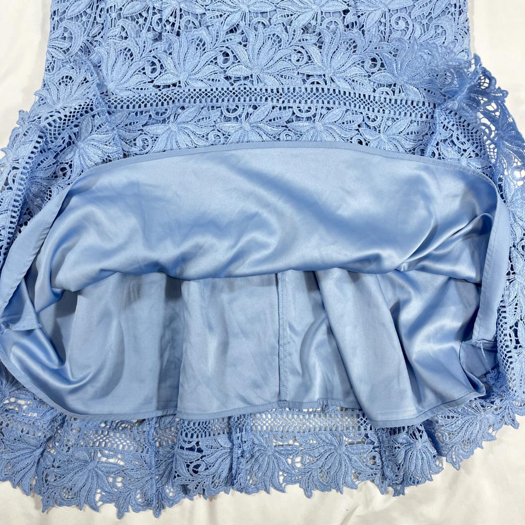 未使用 セルフォード レースワンピース ポリエステル ライトブルー 上品 36