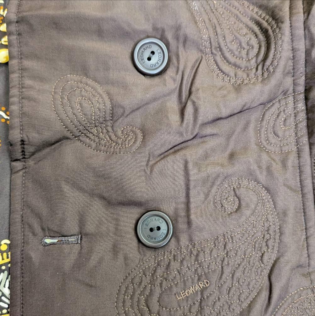 LEONARD レオナール コート ブラウン 裏地プリント花柄 13ARサイズ