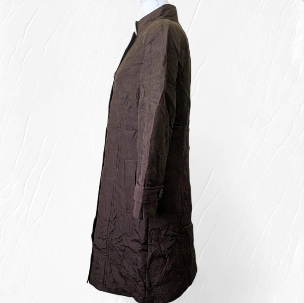 LEONARD レオナール コート ブラウン 裏地プリント花柄 13ARサイズ