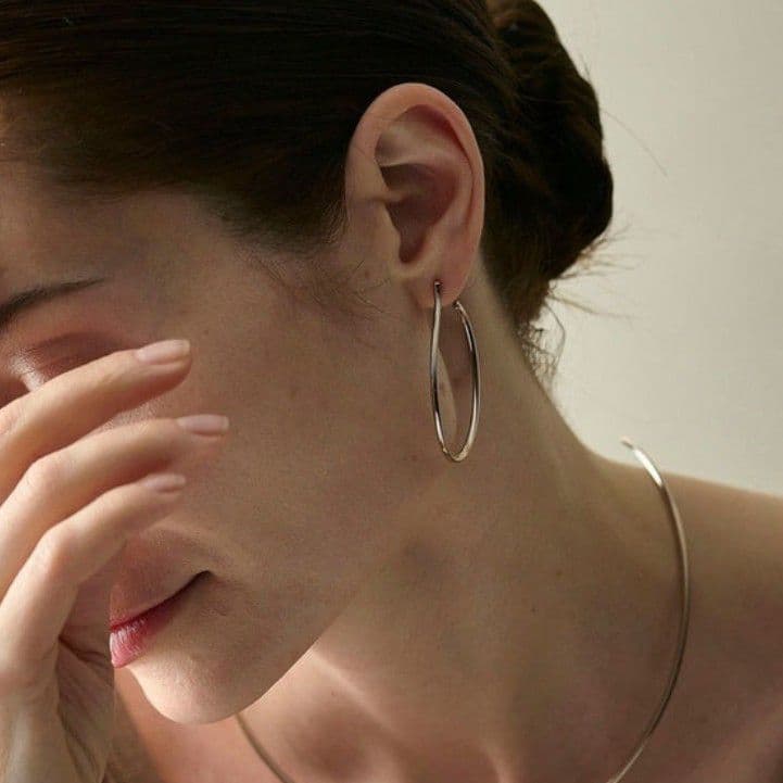 ete bijoux　K18 SV925　ロウブラウン　リグロウ　フープ　ピアス