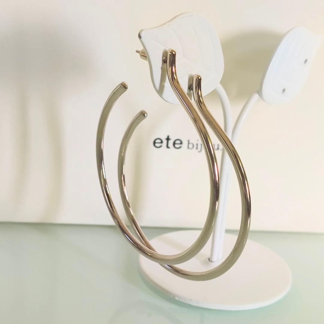 ete bijoux　K18 SV925　ロウブラウン　リグロウ　フープ　ピアス