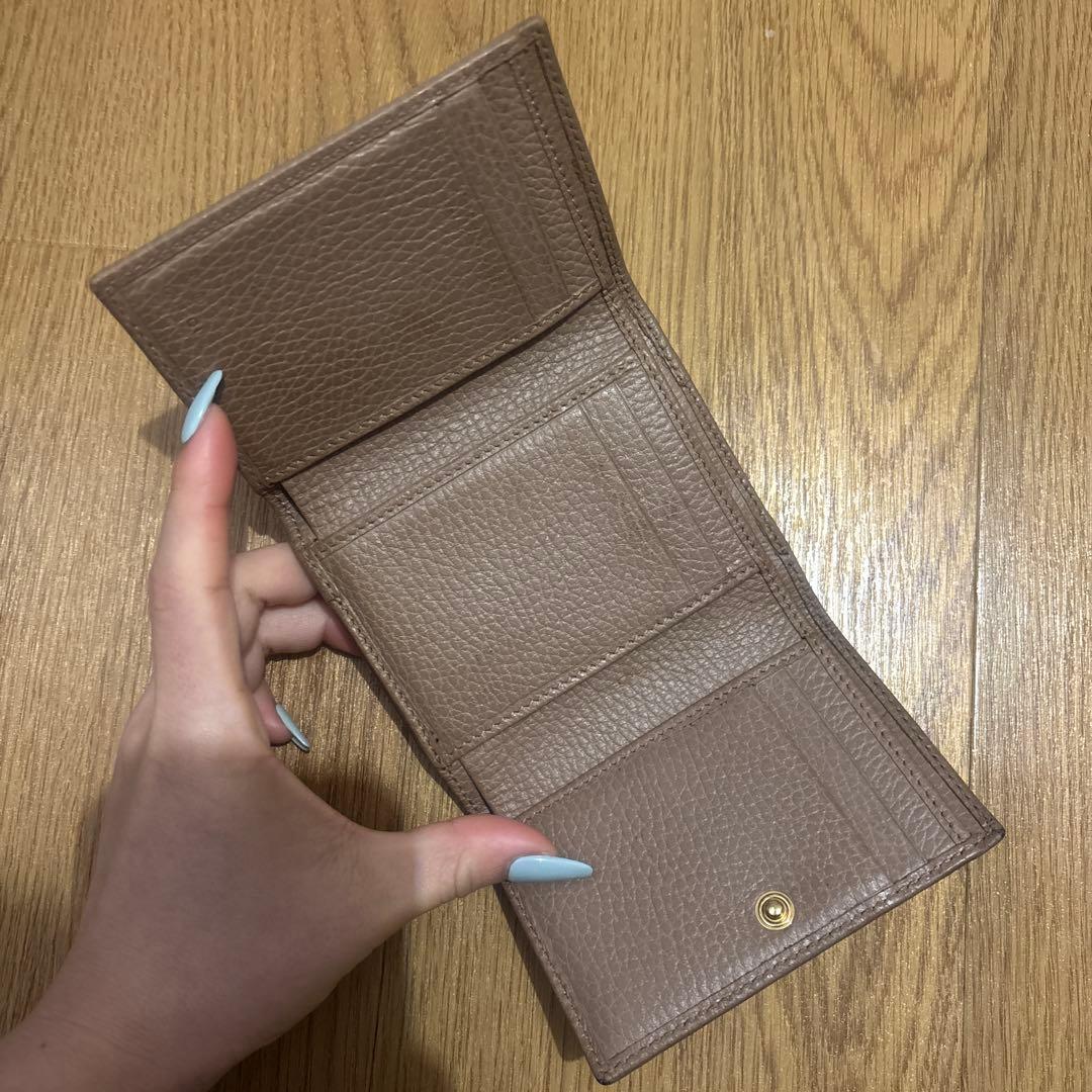GUCCI GGマーモント 三つ折り財布　ピンクベージュ