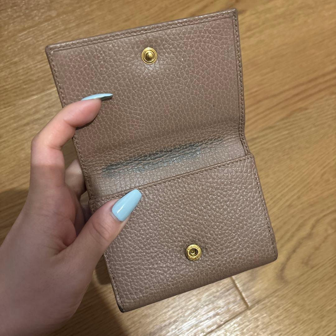 GUCCI GGマーモント 三つ折り財布　ピンクベージュ