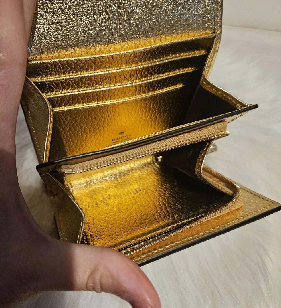 GUCCI 　グッチ財布　ダブルG メタリック　ゴールド