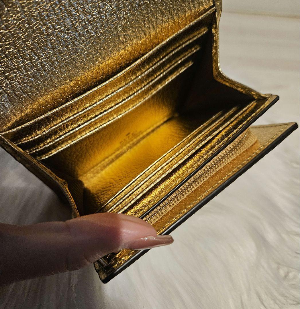 GUCCI 　グッチ財布　ダブルG メタリック　ゴールド