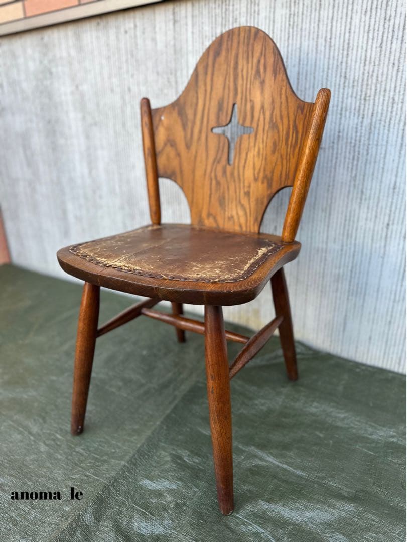 【ダイニングチェア】飛騨家具　太平産業　レザートップ　チャーチチェア