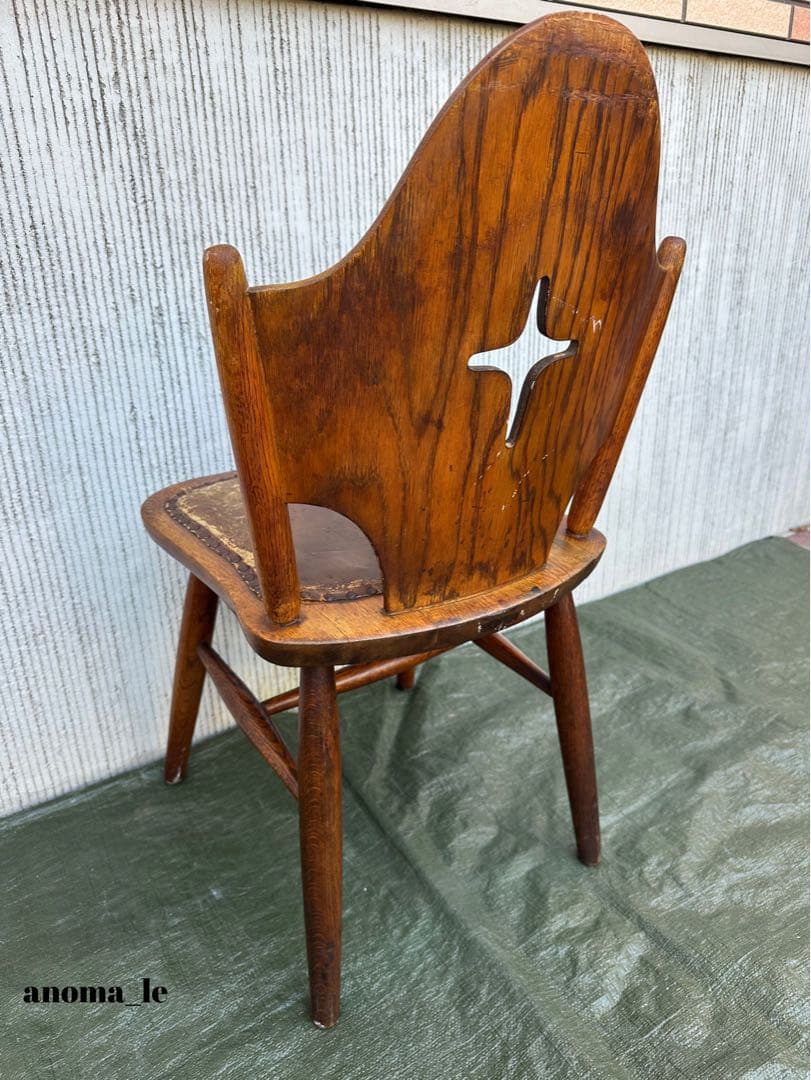 【ダイニングチェア】飛騨家具　太平産業　レザートップ　チャーチチェア