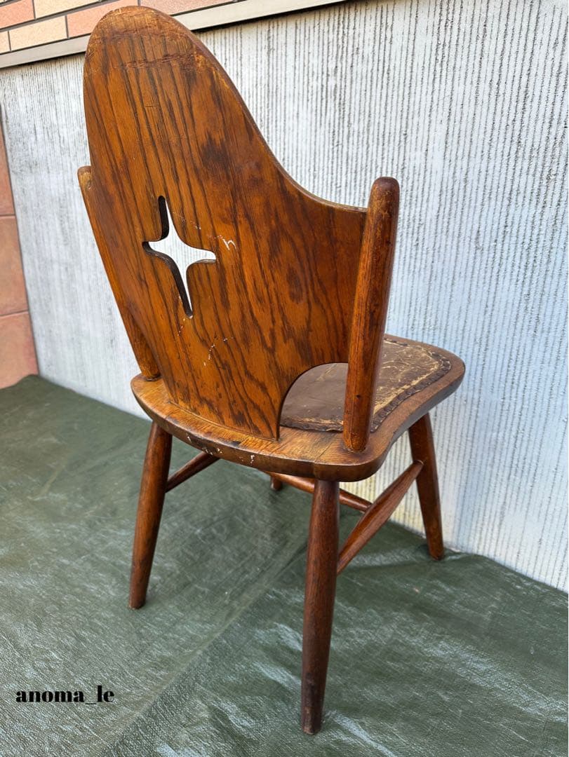 【ダイニングチェア】飛騨家具　太平産業　レザートップ　チャーチチェア