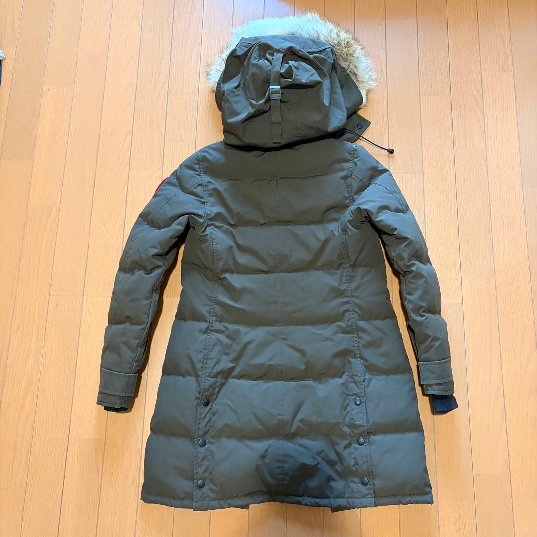 美品　カナダグース ダウンコート S カーキ コヨーテファー カナダ製 正規品