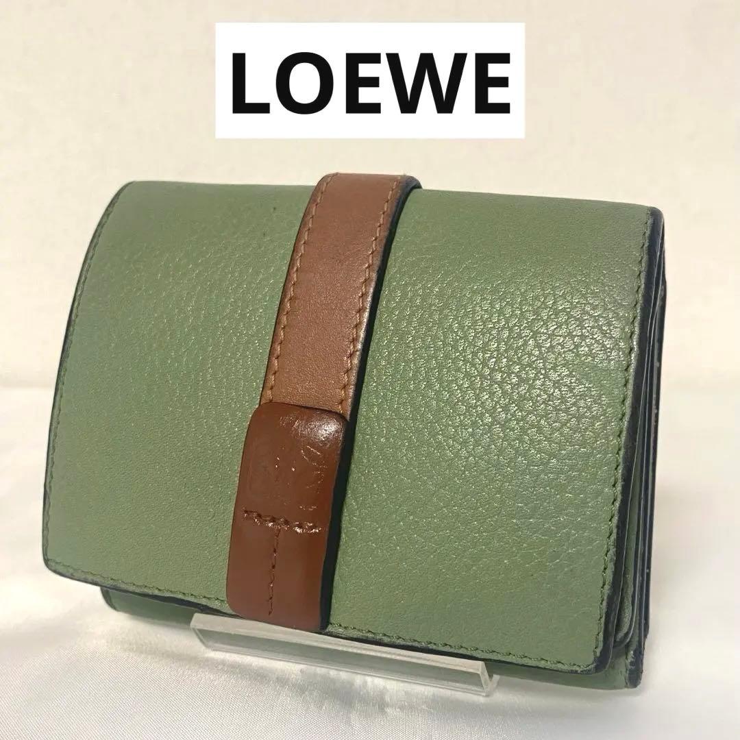 ‪LOEWE ロエベ 三つ折り財布 トライフィールド ローズマリー