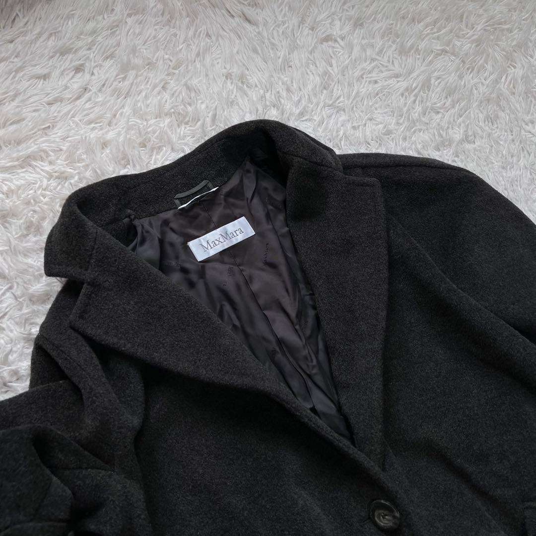 マックスマーラ 最高級 ロングコート カシミヤ混 女優襟 白タグ 大きいサイズ