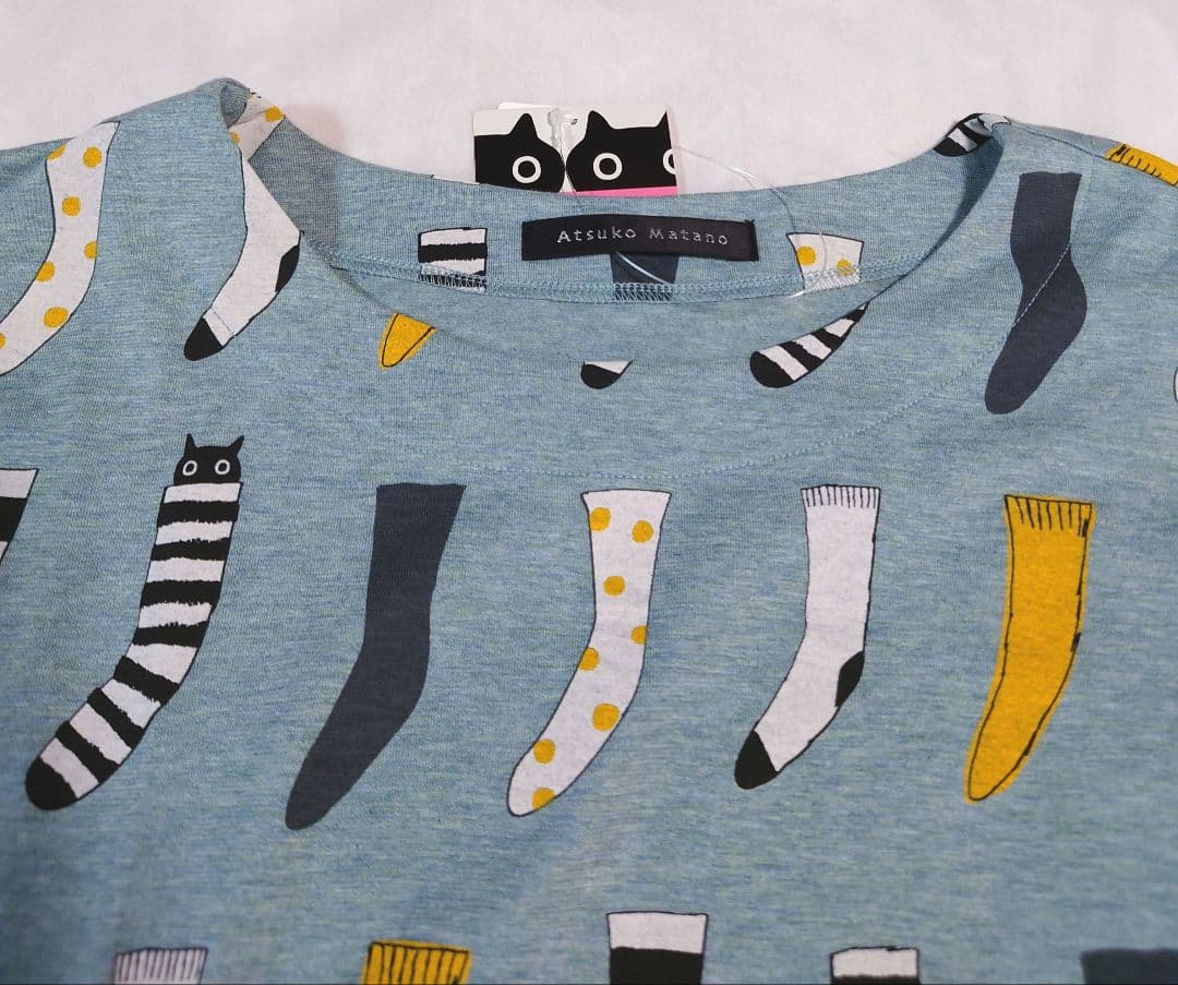 新品タグ付き マタノアツコ ワコール パジャマ ルームウェア 靴下 ブルー LL