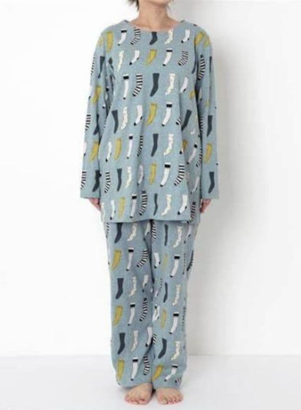 新品タグ付き マタノアツコ ワコール パジャマ ルームウェア 靴下 ブルー LL