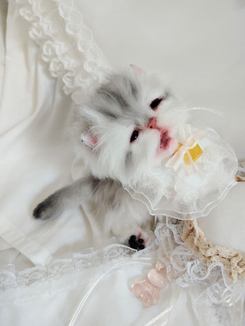 生後２週間♡お世話セット♡チンチラ子猫ちゃん♡アートドール♡ぬいぐるみ♡