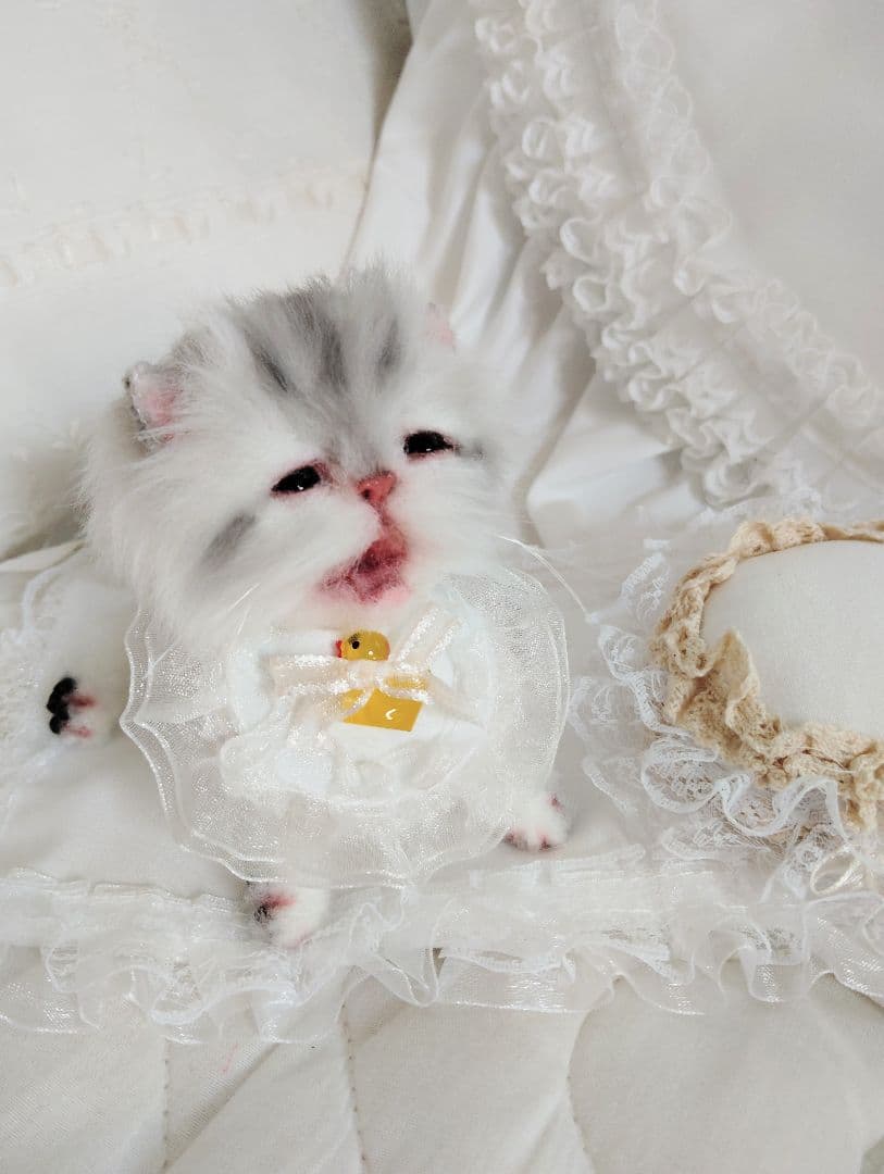 生後２週間♡お世話セット♡チンチラ子猫ちゃん♡アートドール♡ぬいぐるみ♡