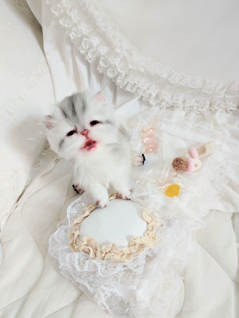 生後２週間♡お世話セット♡チンチラ子猫ちゃん♡アートドール♡ぬいぐるみ♡