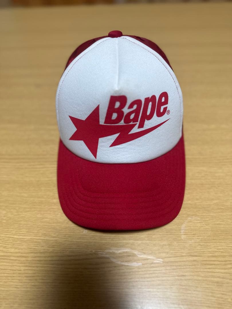 Bape 星柄メッシュキャップ 赤/白