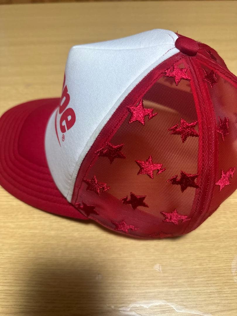 Bape 星柄メッシュキャップ 赤/白