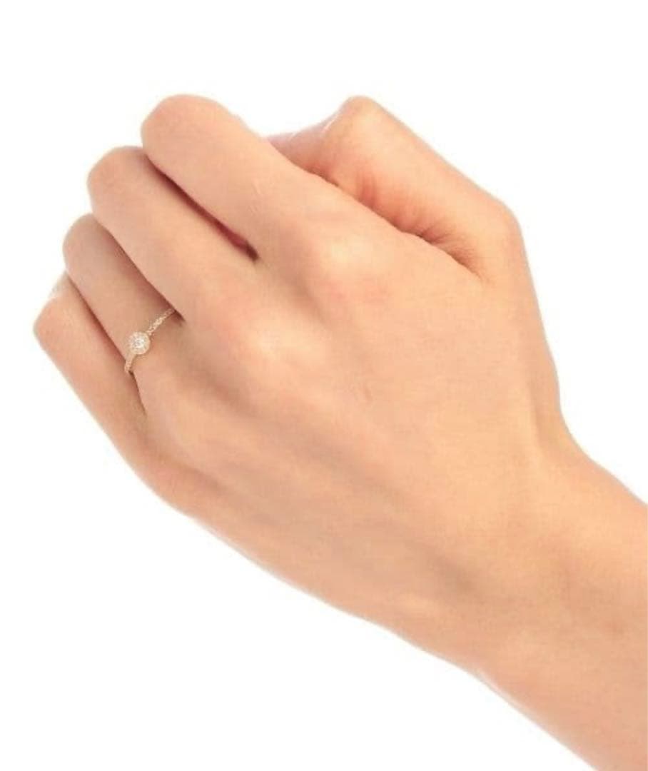 【10号】ココシュニック K18YGラウンド×メレ小 ダイヤモンドリング