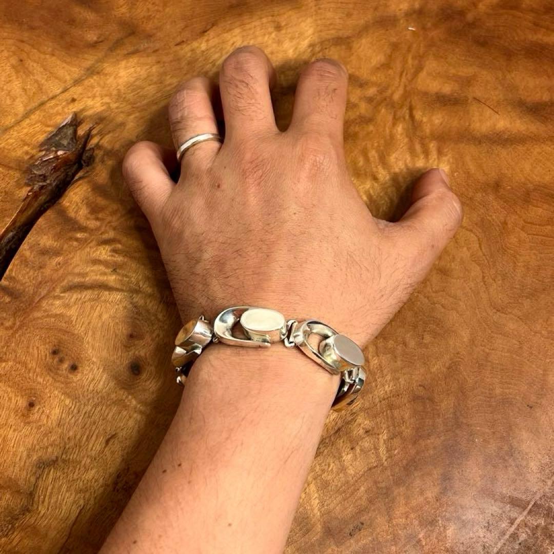 メキシコ ヴィンテージ シルバー モダン ヘビーブレスレット MEXICO925
