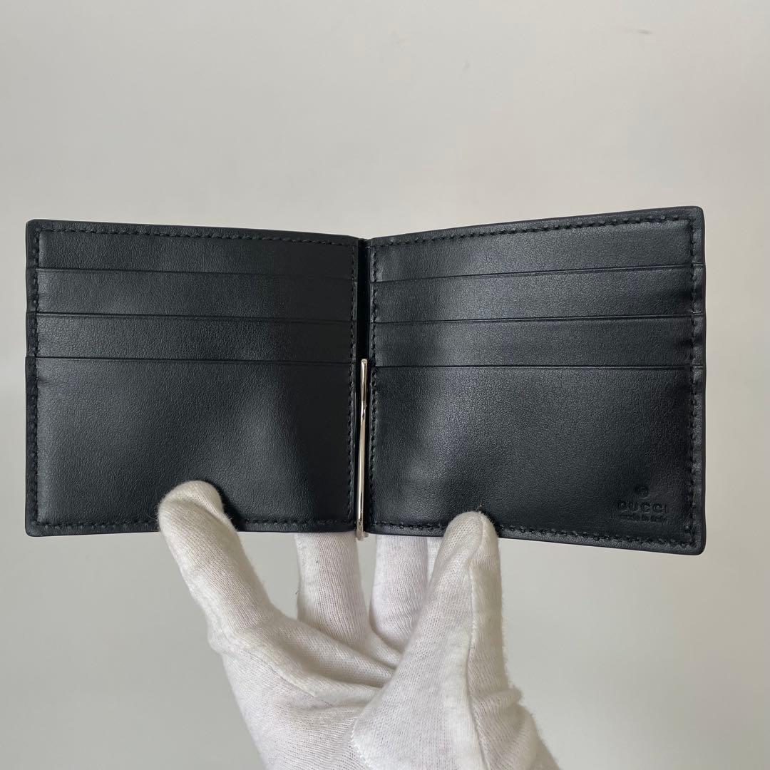 【未使用】グッチ マネークリップ GG エンボス レザー 黒 676656