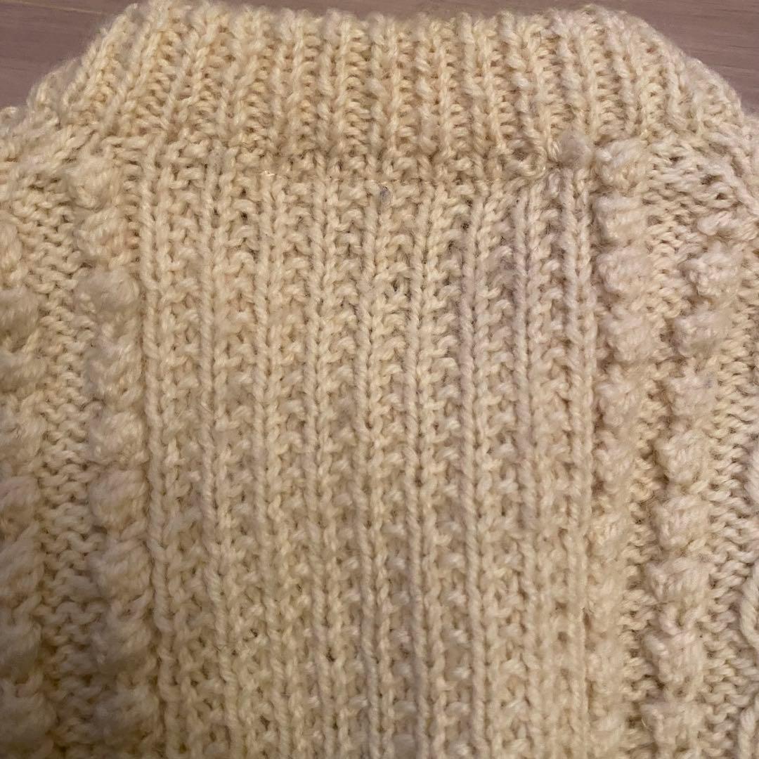 インバーアラン 4A ケーブルニットカーディガン アイボリー　茶タグ