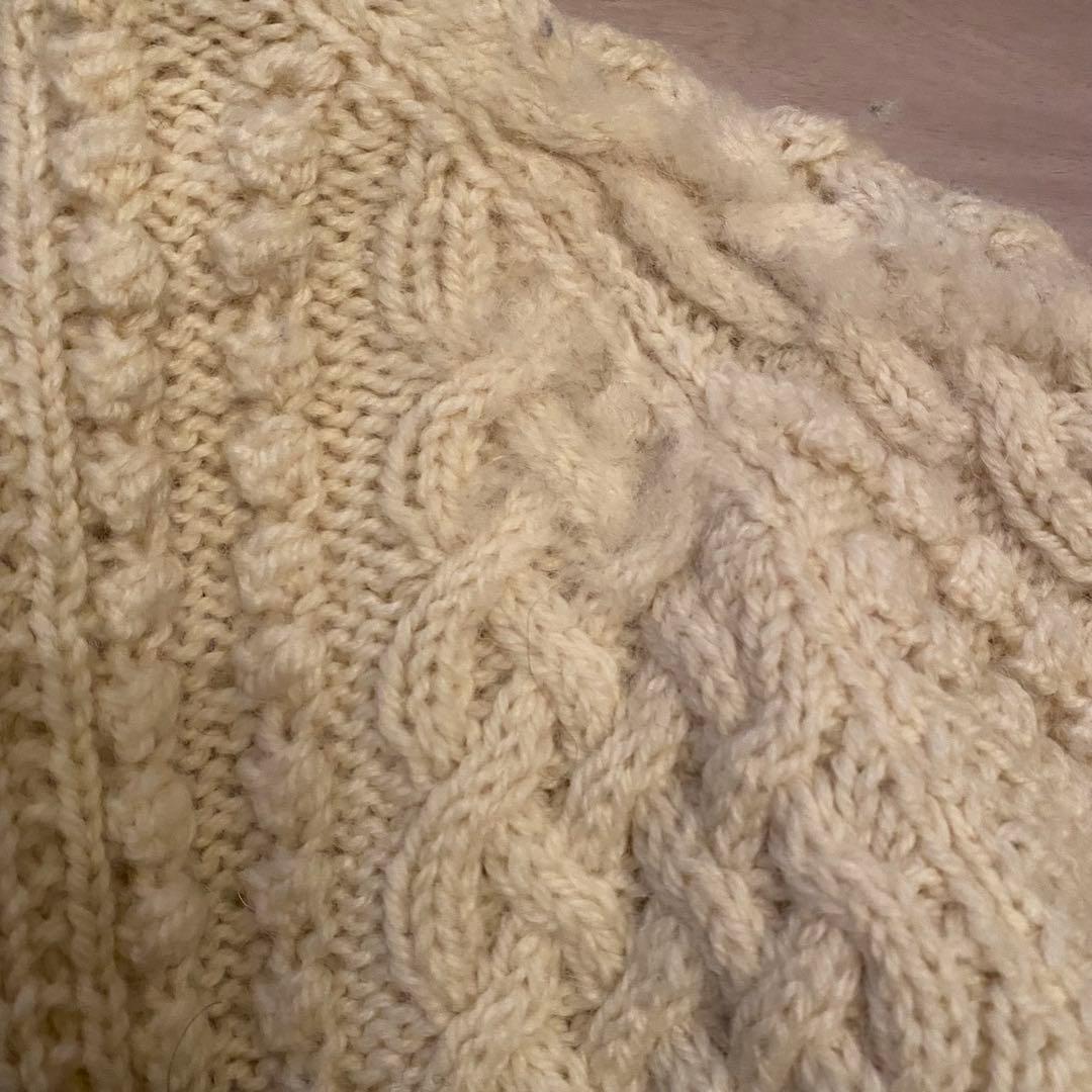 インバーアラン 4A ケーブルニットカーディガン アイボリー　茶タグ