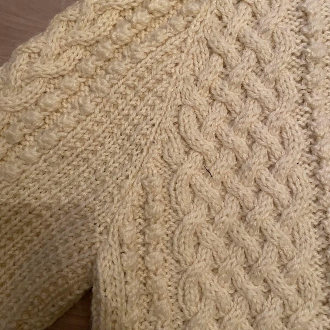 インバーアラン 4A ケーブルニットカーディガン アイボリー　茶タグ