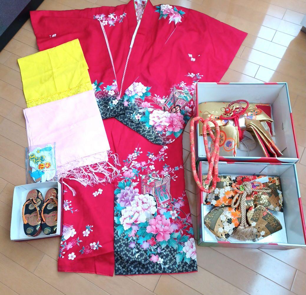 七五三女の子着物セット赤