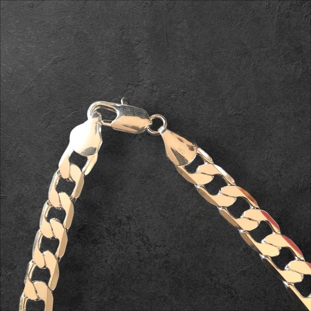 極太12ｍｍ 刻印 925スターリングシルバーネックレス 55ｃｍ