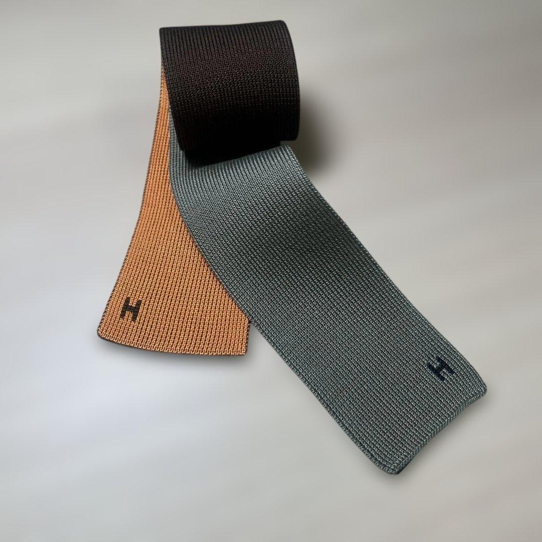 HERMES エルメス ネクタイ 4トーン ニットタイ　メンズ