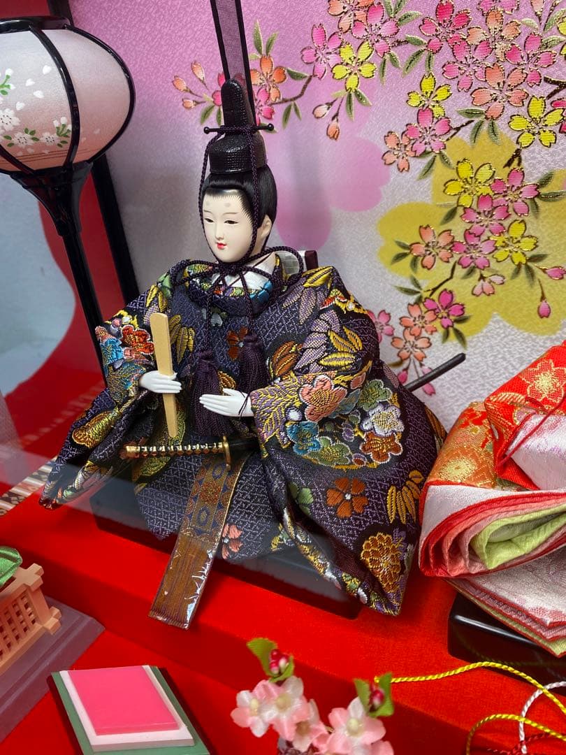 東京久月　雛人形ガラスケース入り親王飾り・間口約４８×奥行約２９×高さ約３４㎝