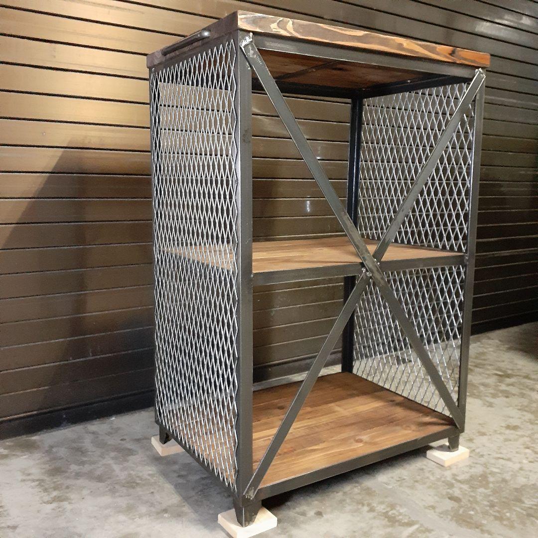 アイアン　シェルフ　ラック　インダストリアル　オーディオ　レコード　男前　棚