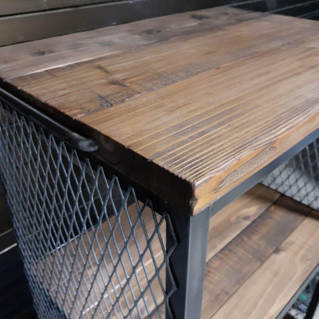 アイアン　シェルフ　ラック　インダストリアル　オーディオ　レコード　男前　棚