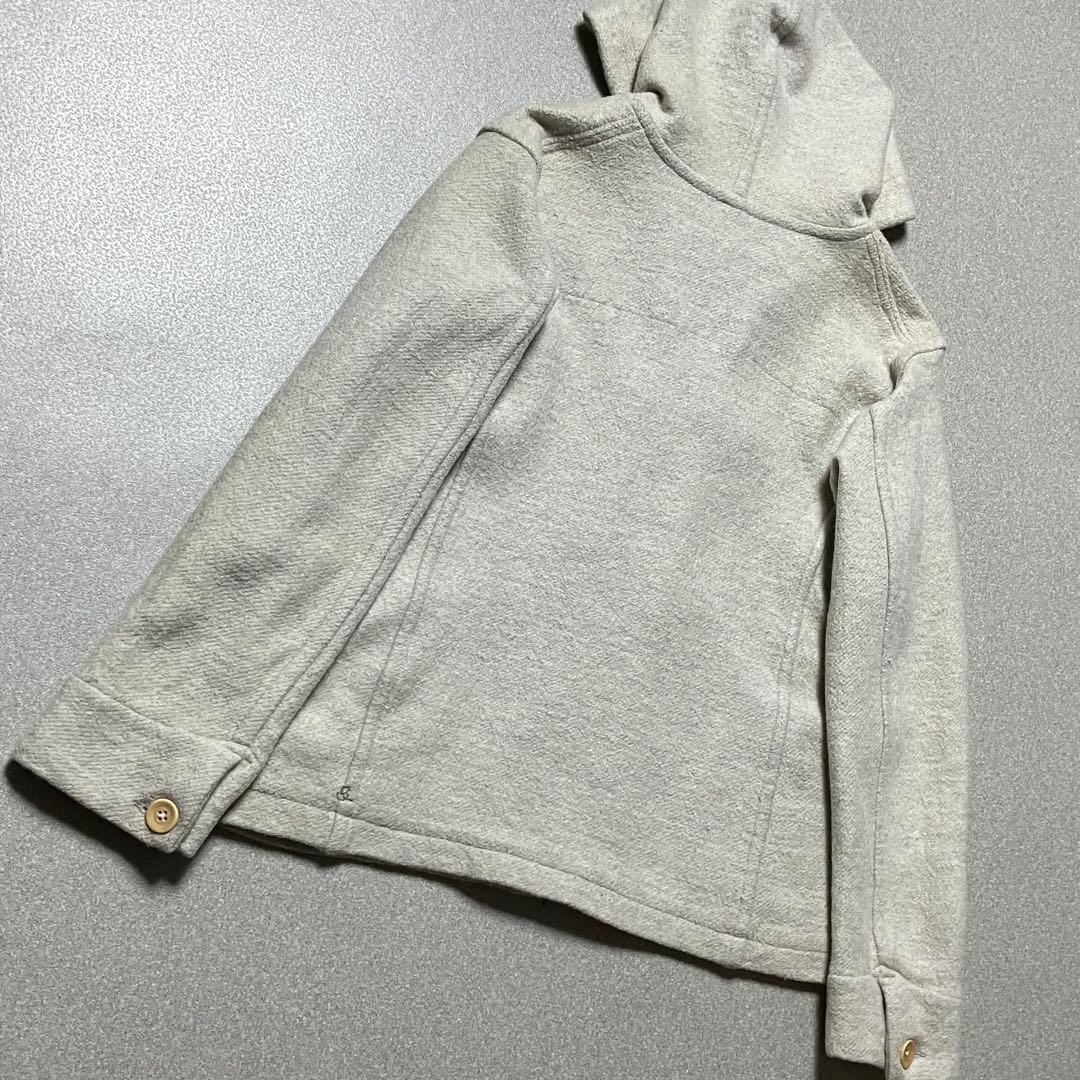 【45r ウール100%】ダッフルコート ショート アイボリー 白 フード